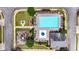 Aerial view of community pool with lounge chairs, tables, playground, and seating area at 556 Poplar Bnd, Canton, GA 30114