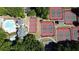 Aerial shot showcasing the community's numerous tennis courts, clubhouse, and sparkling pool at 3927 Collier Nw Trce, Kennesaw, GA 30144