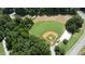 An aerial view of the baseball field surrounded by trees at 3927 Collier Nw Trce, Kennesaw, GA 30144