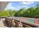 Beautiful community tennis courts surrounded by lush greenery and wooden chairs for viewing at 3927 Collier Nw Trce, Kennesaw, GA 30144