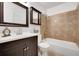 Bathroom with vanity, mirror and tiled shower and bathtub at 4368 Heritage Glen Ct, Marietta, GA 30068