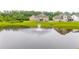 Beautiful view of a pond featuring a fountain, with homes in a quiet, wooded neighborhood at 6390 Yellow Birch St, Cumming, GA 30040