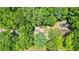 Aerial view of the home with a swimming pool, surrounded by lush trees at 588 Benson Hurst Sw Dr, Mableton, GA 30126