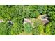 Aerial view of the property showcasing lush greenery and a private setting at 588 Benson Hurst Sw Dr, Mableton, GA 30126