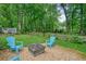 Backyard featuring fire pit surrounded by Adirondack chairs, grass, and wooden fence at 588 Benson Hurst Sw Dr, Mableton, GA 30126