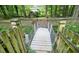 Backyard with a bridge, fence and mature trees creating a private outdoor space at 588 Benson Hurst Sw Dr, Mableton, GA 30126