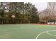 Community basketball court with clear markings and surrounded by mature trees and greenery at 313 Willow Cv, Canton, GA 30114