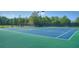 Lit tennis courts showcasing well-maintained blue and green surfaces and fencing for recreational play at 313 Willow Cv, Canton, GA 30114