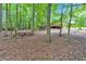 Picturesque backyard with mature trees and a picnic table, great for outdoor enjoyment at 712 Honeysuckle Ln, Temple, GA 30179
