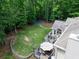 Expansive backyard with a fire pit area, lush lawn, and mature trees at 4673 Jefferson Township Pl, Marietta, GA 30066