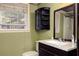 Cozy bathroom featuring a modern vanity and a corner cabinet for extra storage at 255 Shipp Cir, Hiram, GA 30141