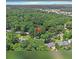 Aerial view of the property highlighting its location among mature trees at 6590 Williamson Ne Dr, Atlanta, GA 30328