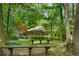 Beautiful property with mature trees and lush foliage surrounding the home at 11190 Hembree Springs Dr, Roswell, GA 30076