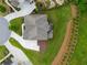 Drone shot of home showing roof, yard, driveway and landscaping on a sunny day at 3825 Valleyway Rd, Cumming, GA 30040