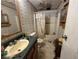 Bathroom, with dark marks and clutter at 6722 Heardsville Rd, Cumming, GA 30028