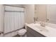 Bathroom with a gray vanity and framed mirror at 126 Oakleigh Pointe Dr, Dallas, GA 30157