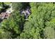 Beautiful aerial view showing a home nestled amongst lush trees, offering a private retreat at 181 Sentinel Pl, Marietta, GA 30067