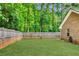 Fenced backyard features lush green lawn, perfect for outdoor activities and privacy at 5850 Shannon Dr, Cumming, GA 30040