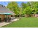 Enjoy the spacious backyard with a charming patio, outdoor seating, and lush green grass at 5850 Shannon Dr, Cumming, GA 30040