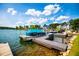 Picturesque waterfront scene featuring a private boat dock and the tranquility of lakefront living under a sunny sky at 325 Berry Ct, Villa Rica, GA 30180