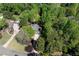 Birds-eye view of a home with mature trees, driveway and part of the house surrounded by lush greenery at 4915 Bayberry Dr, Cumming, GA 30040