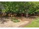 Lush backyard with wood fence, mature trees, lawn, and bird feeders, ideal for enjoying the outdoors at 4915 Bayberry Dr, Cumming, GA 30040