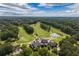 Aerial view of golf course and country club, showcasing a beautiful landscape and recreational facilities at 5065 Harbour Ridge Dr, Alpharetta, GA 30005