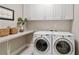 Bright laundry room with white cabinets, folding counter, and modern washer and dryer at 58 Canton St # 404, Alpharetta, GA 30009
