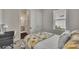 This comfortable bedroom features bright natural light, floral bedding, and a desk for a home office at 250 Cordova St, Woodstock, GA 30189
