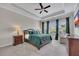 Spacious main bedroom with tray ceiling, large windows, dark curtains, and cozy sitting area at 250 Cordova St, Woodstock, GA 30189