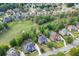An aerial view displaying the location of a suburban house with a private pool and neighborhood amenities at 2118 Town Manor Ct, Dacula, GA 30019
