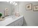Bathroom with a white vanity, sink, framed art, and soft, neutral decor at 2743 Long Grove Dr, Marietta, GA 30062