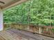 A covered back deck overlooking a lush, green space provides a relaxing outdoor living area at 361 Brackin Trce, Grayson, GA 30017
