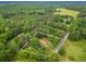 Aerial view of a 1.01 +/- acre property with outlined lot lines amidst lush greenery and mature trees at 428 Cornish Mountain Rd, Oxford, GA 30054