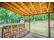 Charming back porch featuring wooden chairs and a serene view of the wooded backyard at 428 Cornish Mountain Rd, Oxford, GA 30054