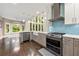 Modern kitchen with stainless steel appliances, white countertops, and light gray cabinets at 125 Forrest Lake Rd, Johns Creek, GA 30022