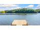 Lakefront view featuring a private dock with stunning water and lush green surroundings at 135 Marina Ct, Canton, GA 30114