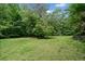 Lush backyard showcasing the green lawn and mature trees, offering a private outdoor space at 8170 Hurakan Creek Xing, Cumming, GA 30028