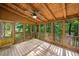 Screened-in porch with wood ceiling, railings, and view of nature at 162 Riverchase Dr, Woodstock, GA 30188