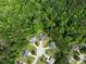 Bird's-eye view showing homes nestled within a lush, green neighborhood in a cul-de-sac setting at 4219 David Austin Ct, Snellville, GA 30039