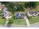Aerial view showcases a stately home with manicured lawns in a desirable neighborhood setting at 225 Ruby Forest Pkwy, Suwanee, GA 30024