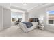 Bright bedroom featuring large windows, tray ceilings, and neutral decor at 4060 Andover Cir, Mcdonough, GA 30252