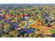 Aerial view highlighting property boundaries and mature trees surrounding a stately home at 1445 Hillside Dr, Grayson, GA 30017