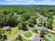 An aerial view of a neighborhood showcases lush greenery and stunning homes at 3770 Clubland Trl, Marietta, GA 30068