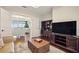 Inviting living room featuring scenic views and dark wood media center with a sofa at 2700 Paces Ferry Se Rd # 202, Atlanta, GA 30339