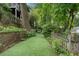 Scenic backyard features manicured lawn, mature trees, greenery, and fenced perimeter at 1066 High Point Ne Dr, Atlanta, GA 30306