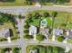 Detailed aerial view showing a home with a kidney-shaped pool and neatly kept backyard at 251 Parc Dr, Canton, GA 30114