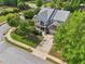 Aerial view of a neighborhood showcasing a two-story home with a well-maintained front yard at 251 Parc Dr, Canton, GA 30114