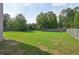 Spacious backyard with lush green grass and a privacy fence; perfect for outdoor activities at 251 Parc Dr, Canton, GA 30114