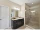 The bathroom features dark cabinets, granite countertops, and a glass-enclosed shower stall at 251 Parc Dr, Canton, GA 30114